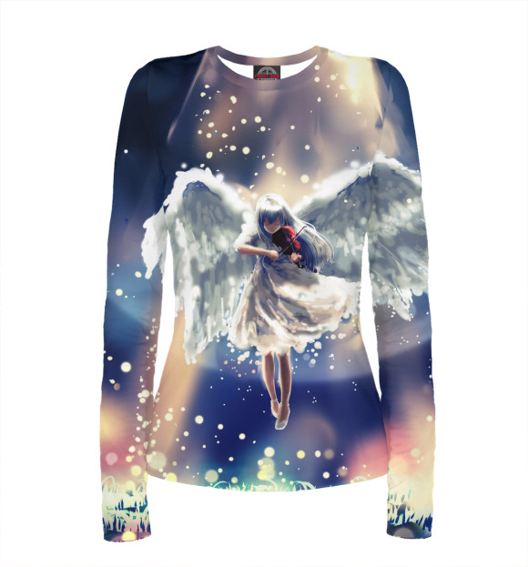 Женский лонгслив с изображением Angel Beats цвета Белый