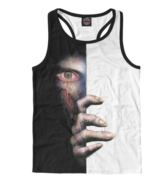 Мужская майка-борцовка с изображением Зомби цвета Белый