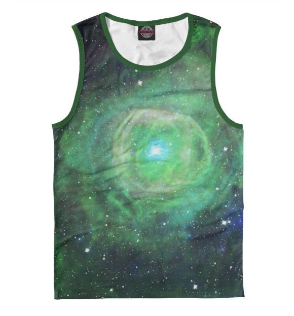 Мужская майка с изображением Зеленый Космос цвета Белый