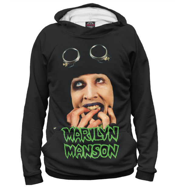 Мужское худи с изображением Marilyn Manson цвета Белый