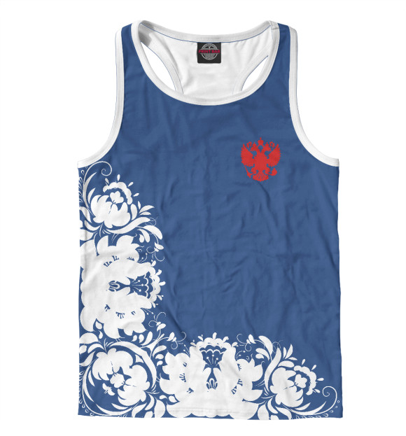 Мужская майка-борцовка с изображением Хохлома цвета Белый