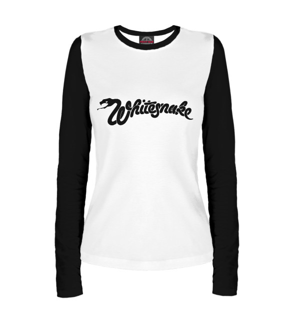 Женский лонгслив с притом Whitesnake цвета Белый Женский лонгслив с изображением Whitesnake цвета Белый