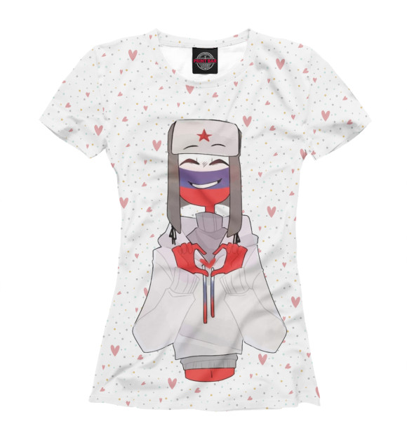 Футболка для девочек с изображением CountryHumans - Россия цвета Белый