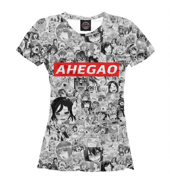 Женская футболка с изображением AHEGAO цвета Белый