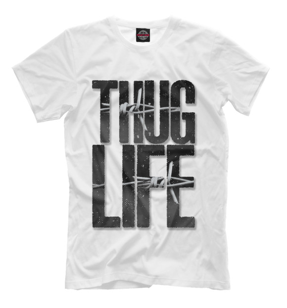 Мужская футболка с изображением THUG LIFE цвета Молочно-белый