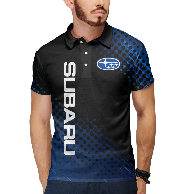 Мужское поло с изображением Subaru | Субару | Авто цвета Белый