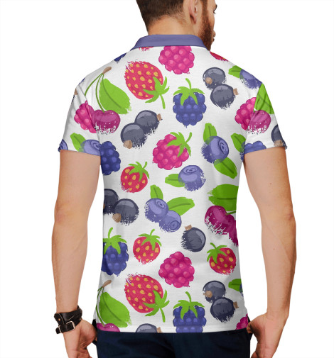 

Поло Print Bar, Белый, Ягоды