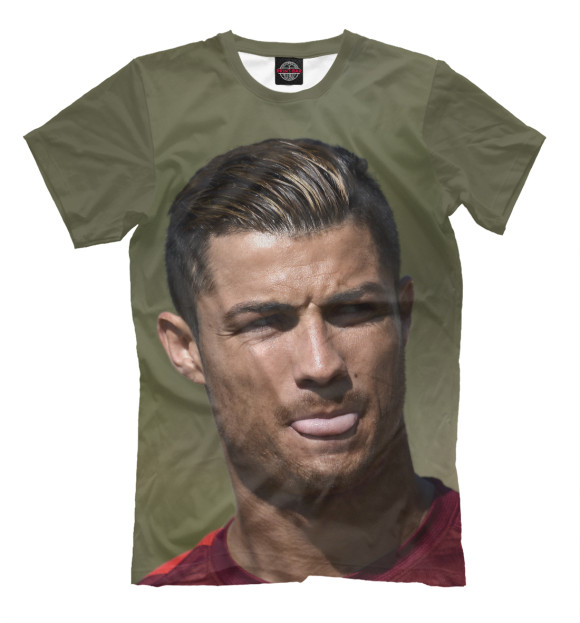 Мужская футболка с изображением Криштиану Роналду цвета Серый