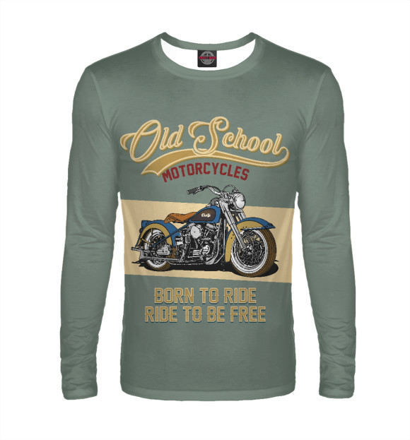 Мужской лонгслив с изображением Мотоциклы - Старая школа цвета Белый