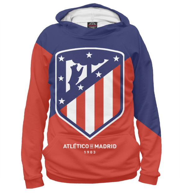 Женское худи с изображением Atletico Madrid New Emblem цвета Белый