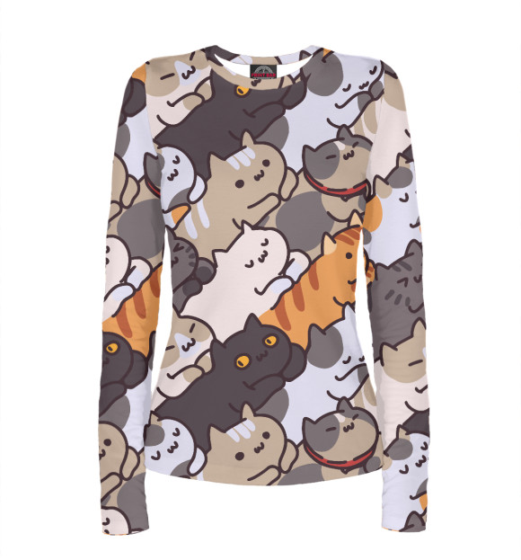 Женский лонгслив с изображением Котомания цвета Белый