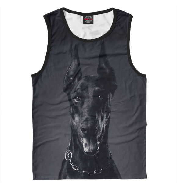 Мужская майка с изображением Доберман цвета Белый