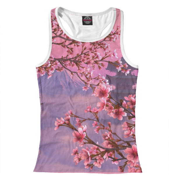 Женская майка-борцовка с изображением САКУРА цвета Белый