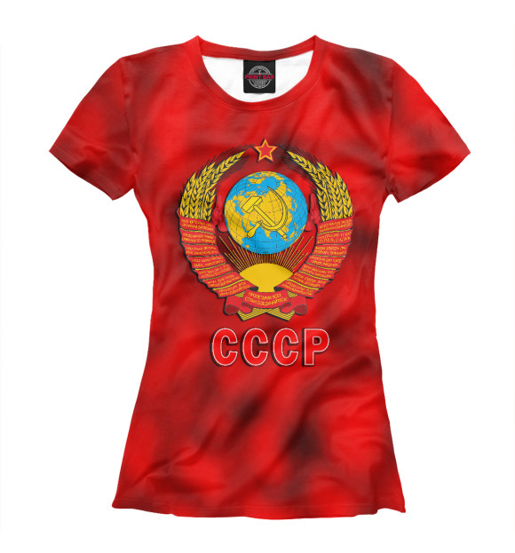 Женская футболка с изображением Герб СССР / Символика цвета Белый