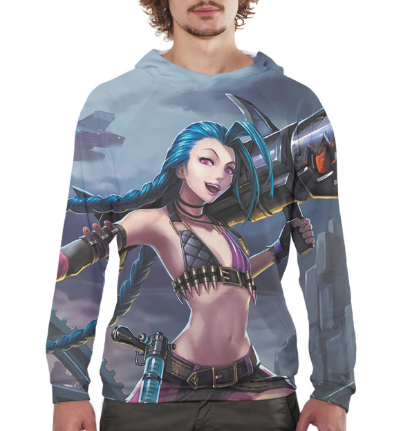 Мужское худи с изображением Jinx цвета Белый