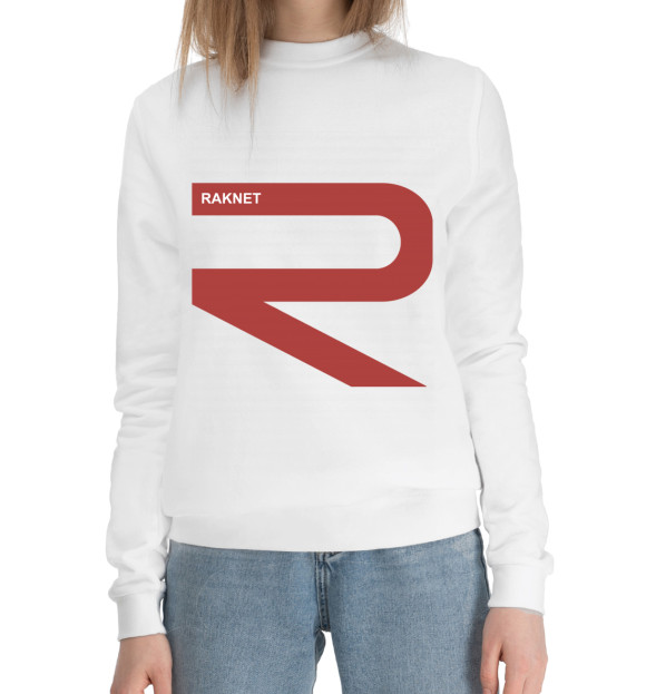 Женский хлопковый свитшот с изображением RAKNET ORIGINAL WHITE цвета Белый