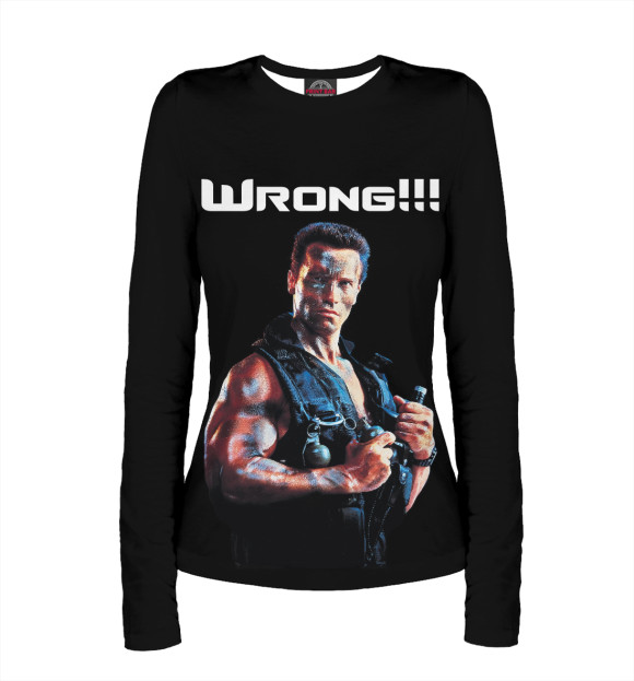 Женский лонгслив с изображением Wrong!!! цвета Белый