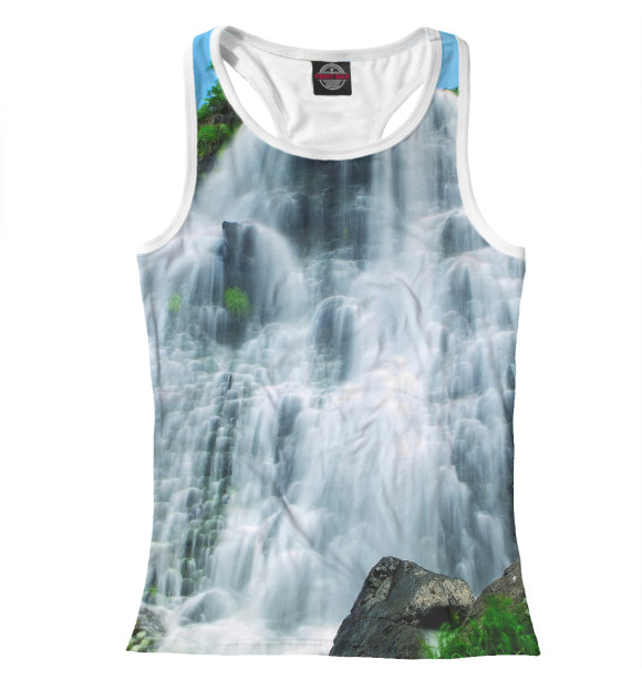 Женская майка-борцовка с изображением Водопад цвета Белый