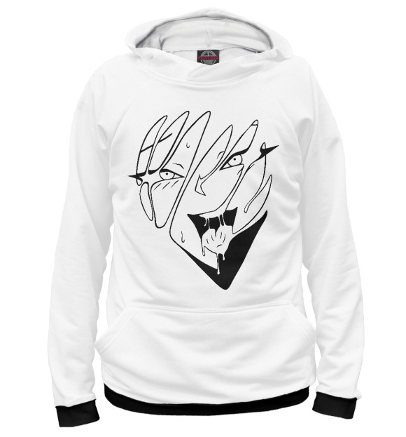 Мужское худи с изображением Улыбка Ахегао цвета Белый