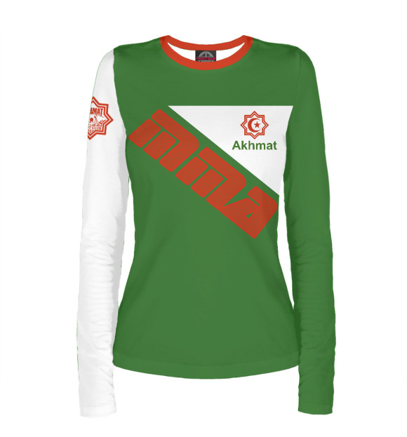 Женский лонгслив с изображением MMA Akhmat Fight Club Chechnya цвета Белый