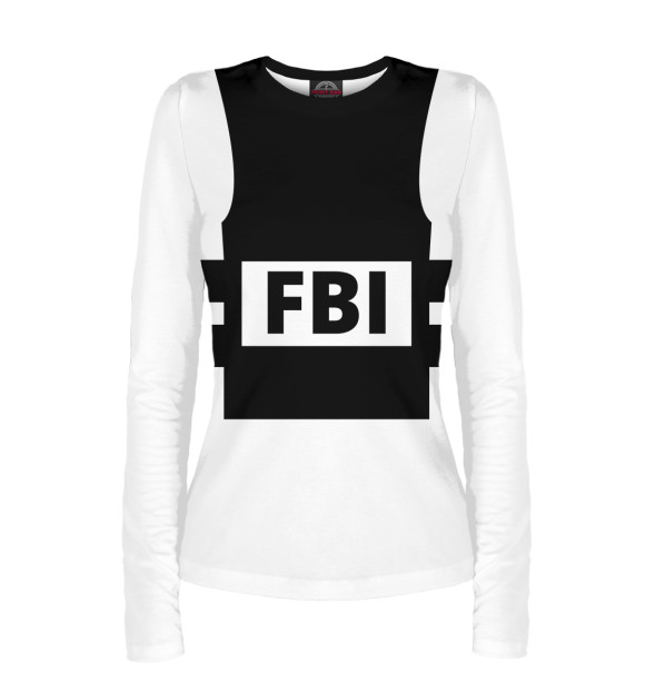 Женский лонгслив с изображением FBI цвета Белый