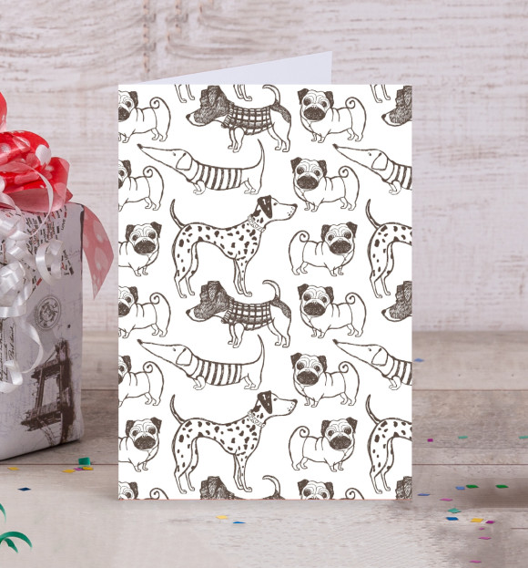 Открытка с изображением Funny Dogs цвета Белый