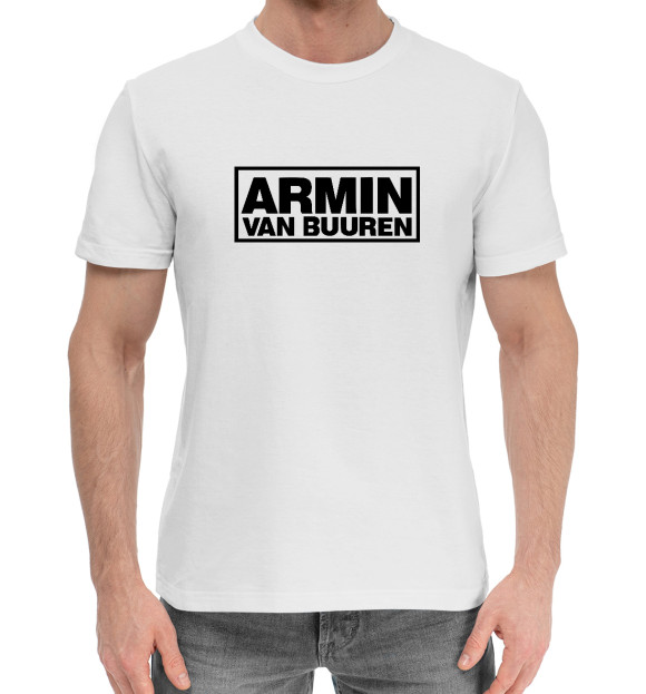 Мужская хлопковая футболка с изображением Armin van Buuren цвета Белый