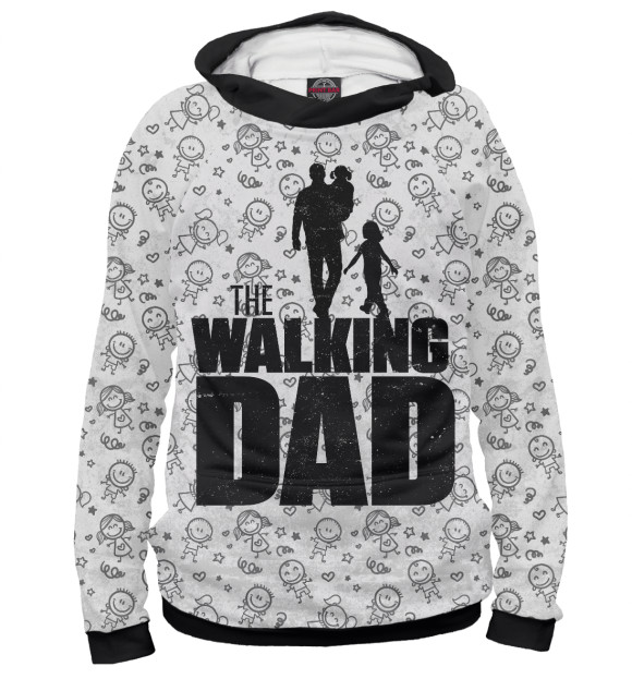 Мужское худи с изображением Walking Dad цвета Белый