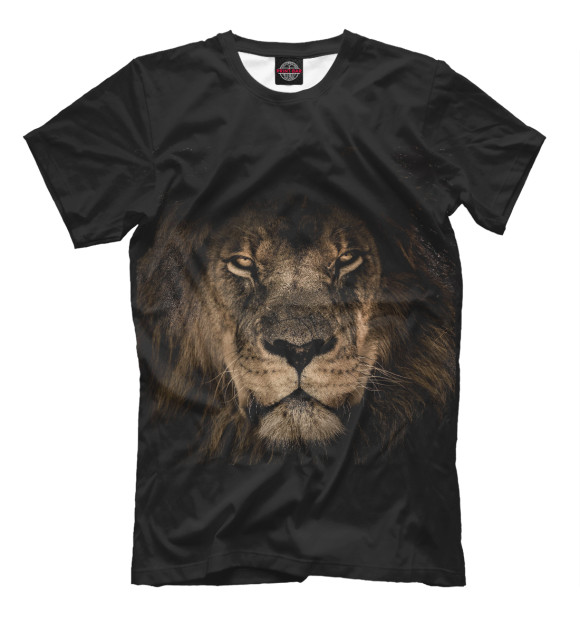 Мужская футболка с изображением Грозный лев цвета Черный