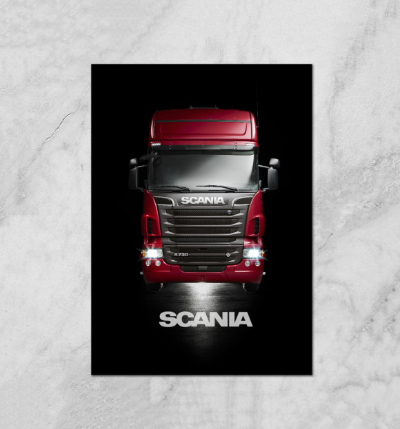 Плакат с изображением Scania цвета Белый