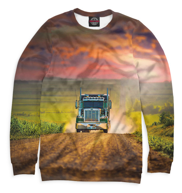 Свитшот для девочек с изображением Грузовик цвета Белый