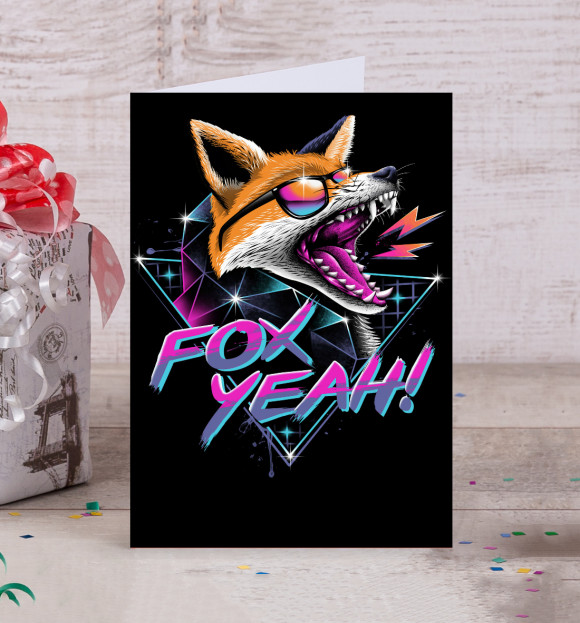 Открытка с изображением Fox Yeah! цвета Белый
