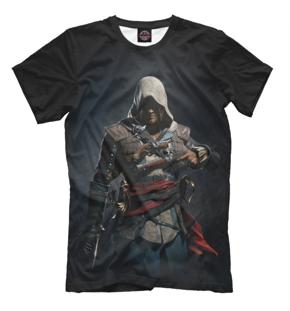 Мужская футболка с изображением Assassin’s Creed цвета Черный