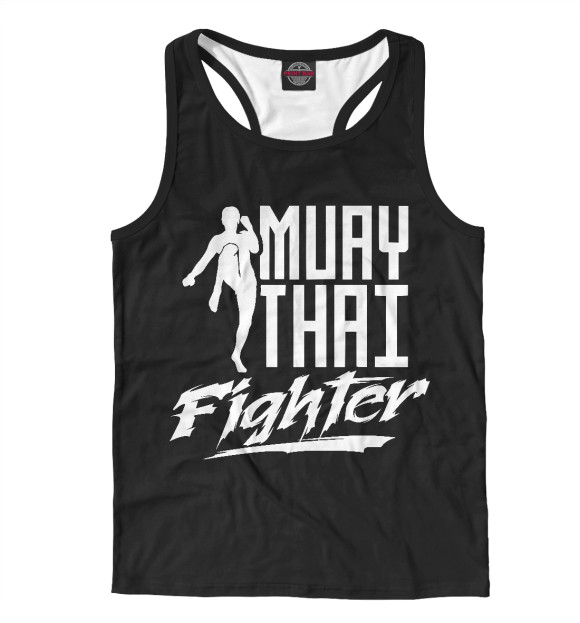 Мужская майка-борцовка с притом Muay Thai Fighter цвета Белый Мужская майка-борцовка с изображением Muay Thai Fighter цвета Белый