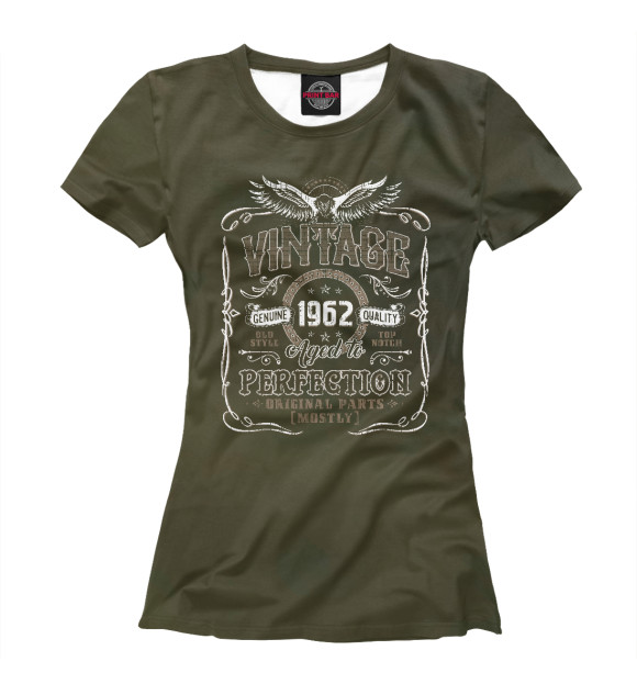 Женская футболка с изображением Vintage 1962 Aged To Perfec цвета Белый
