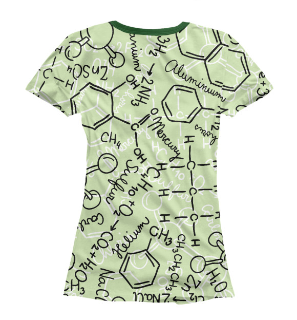 Женская футболка с изображением Химические формулы цвета Белый