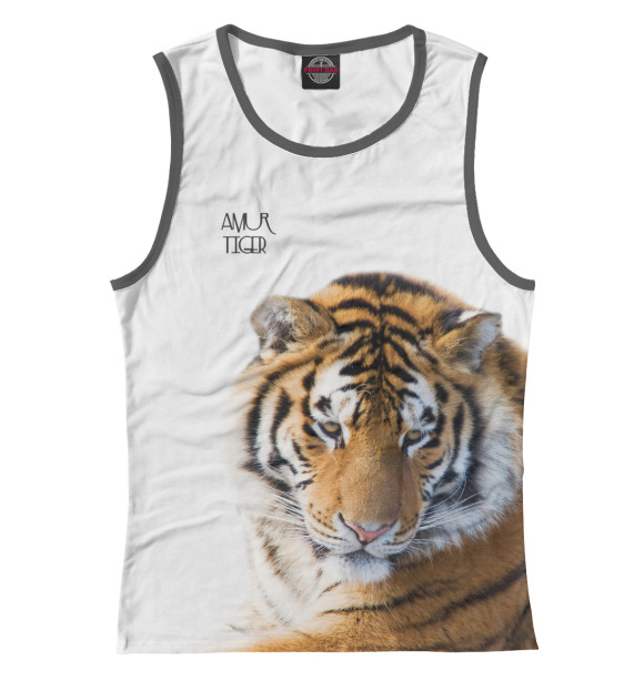 Майка для девочки с изображением Уссурийский тигр цвета Белый
