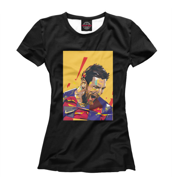 Женская футболка с притом Messi цвета Белый Женская футболка с изображением Messi цвета Белый