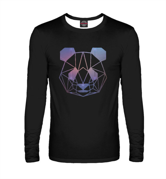 Мужской лонгслив с изображением CosmoPanda цвета Белый