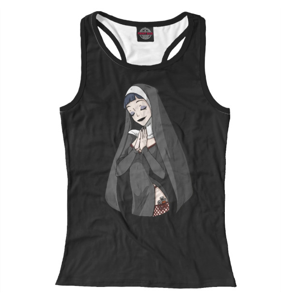 Женская майка-борцовка с изображением Монашка цвета Белый