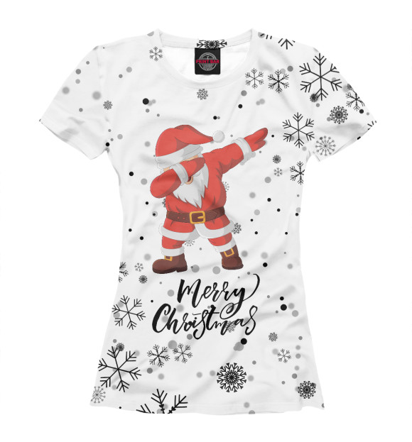 Футболка для девочек с изображением Santa Dabbing цвета Белый