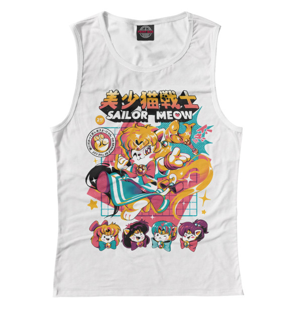 Женская майка с притом Sailor Moon цвета Белый Женская майка с изображением Sailor Moon цвета Белый