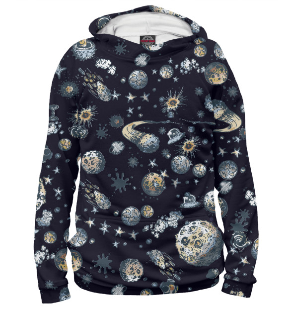 Мужское худи с изображением Космос цвета Белый