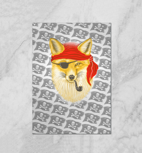 Плакат с изображением Pirate Fox цвета Белый
