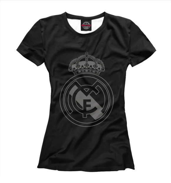 Женская футболка с изображением FC Real Black Logo цвета Белый
