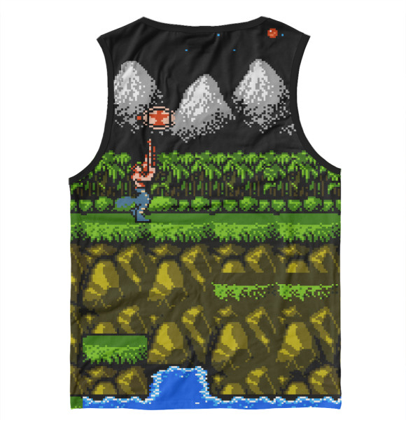 Мужская майка с изображением Contra 8 bit цвета Белый