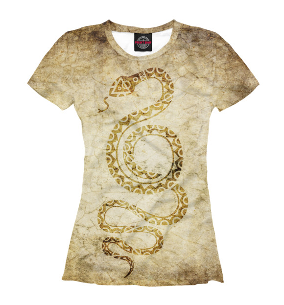 Женская футболка с изображением Змея цвета Белый