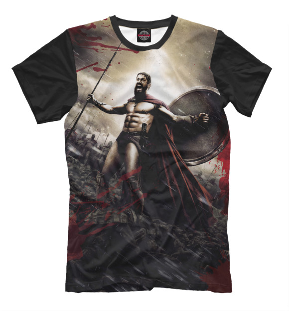 Мужская футболка с изображением 300 спартанцев цвета Черный