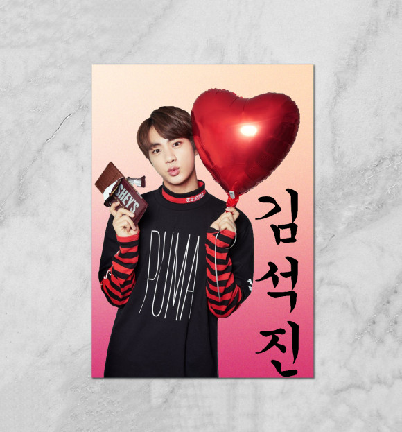 Плакат с изображением BTS Jin цвета Белый