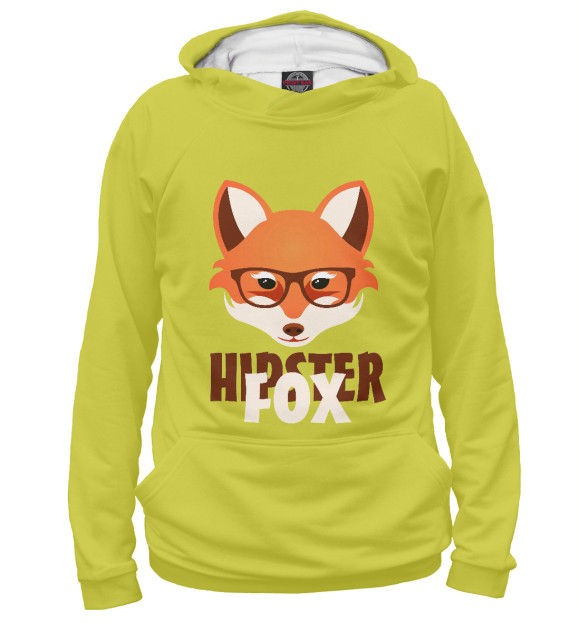 Женское худи с изображением Hipster Fox цвета Белый